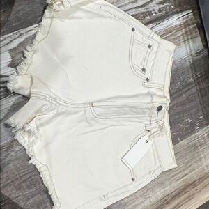 By Together Off-White Jean Shorts
